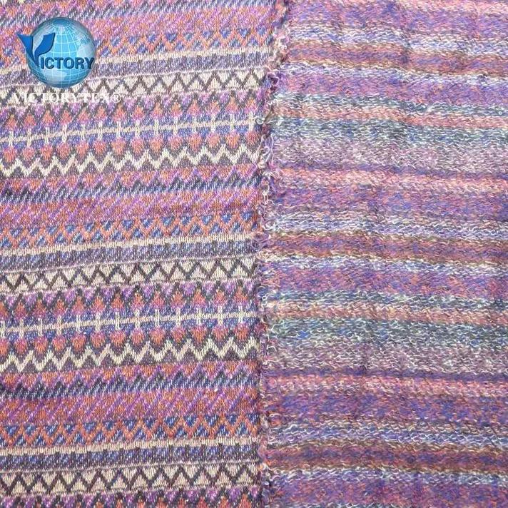 針織緯編服裝面料 探索16s全棉精梳七彩色織大提花法國(guó)法式毛圈布的獨(dú)特魅力